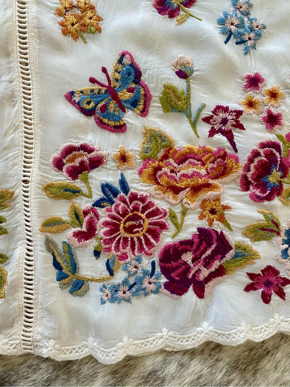 Johnny Was Multicolor Floral & Butterfly Embroidery Blouse - Picture 10 of 16